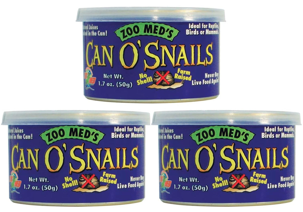 Zoo Med Can O' Snails: pack de tres latas de 1.7 oz para reptiles.