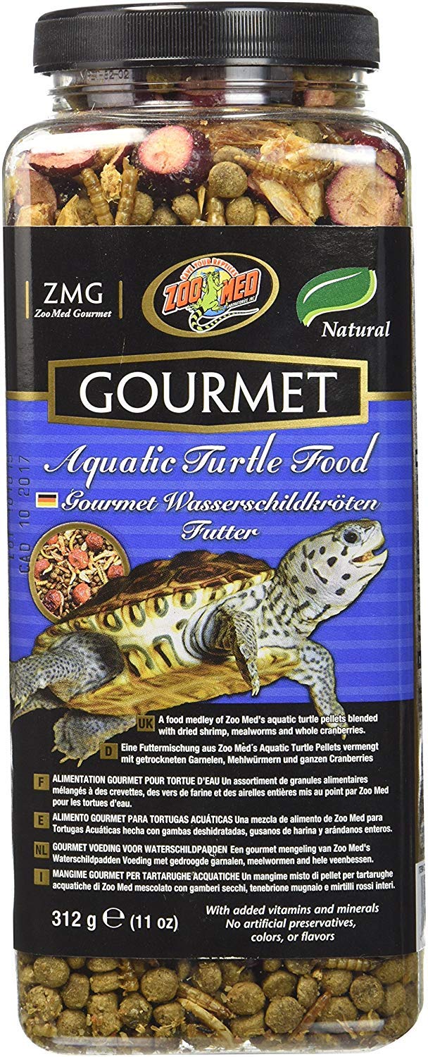 Zoo Med Gourmet Alimento para Tortugas Acuáticas, envase de 11 oz para la dieta diaria.
