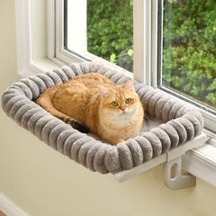 Zoratoo Cloud-Cuddle cama de ventana para gatos gris mediano, ideal para observar aves.