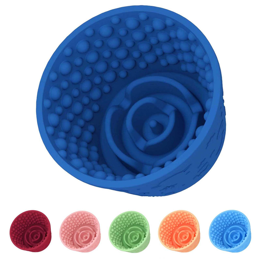 ZOURYNUA plato lento para perros en azul oscuro, favorece comer despacio.