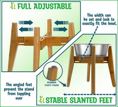 ZPirates bambu-soporte-tazon-perro-durable, estructura resistente para uso diario.