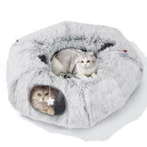 Zuqqony túnel para gato junto al árbol de Navidad, refugio cálido para juegos diarios.