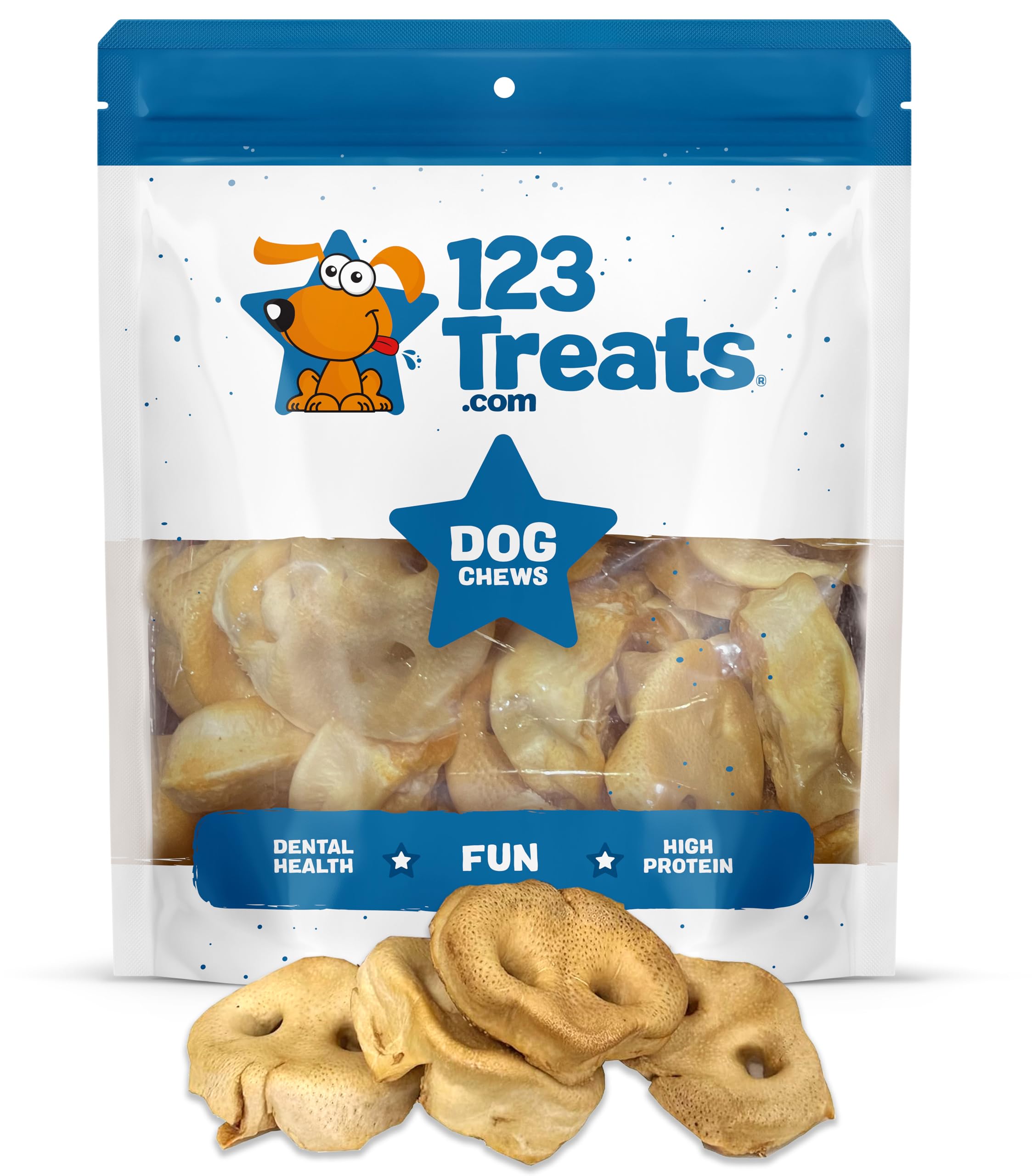 123 Treats hocicos de cerdo para perros en empaque de 25 unidades, snack natural y duradero