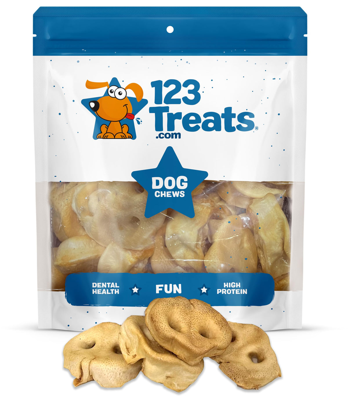 123 Treats hocicos de cerdo para perros en empaque de 25 unidades, snack natural y duradero