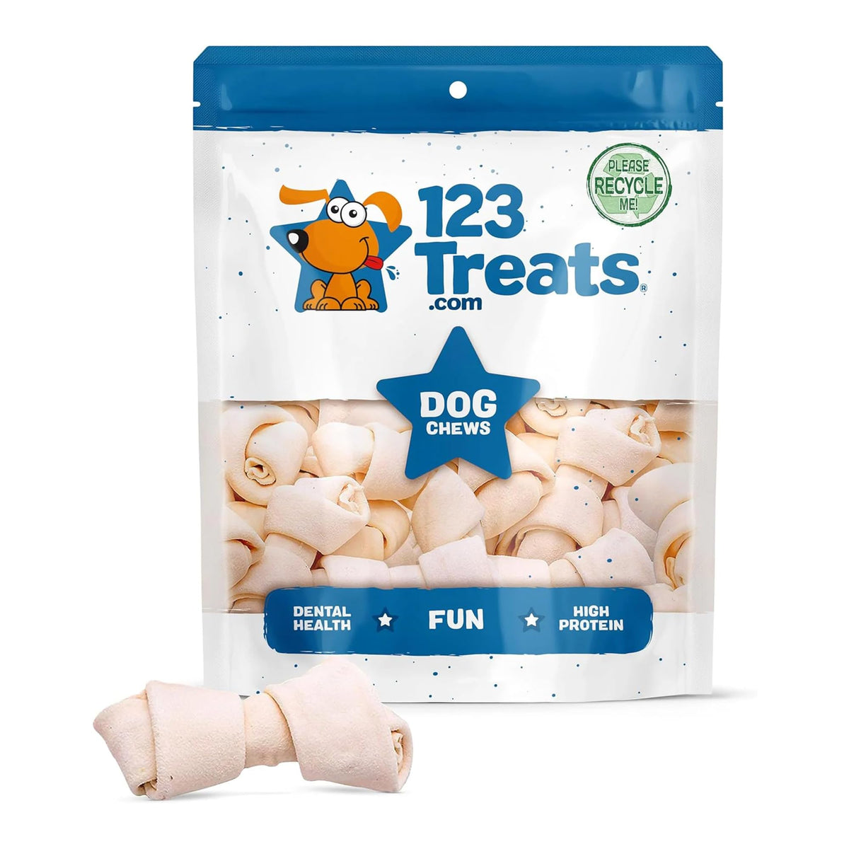 123 Treats huesos rawhide para perros, masticación prolongada de 3-4 pulgadas