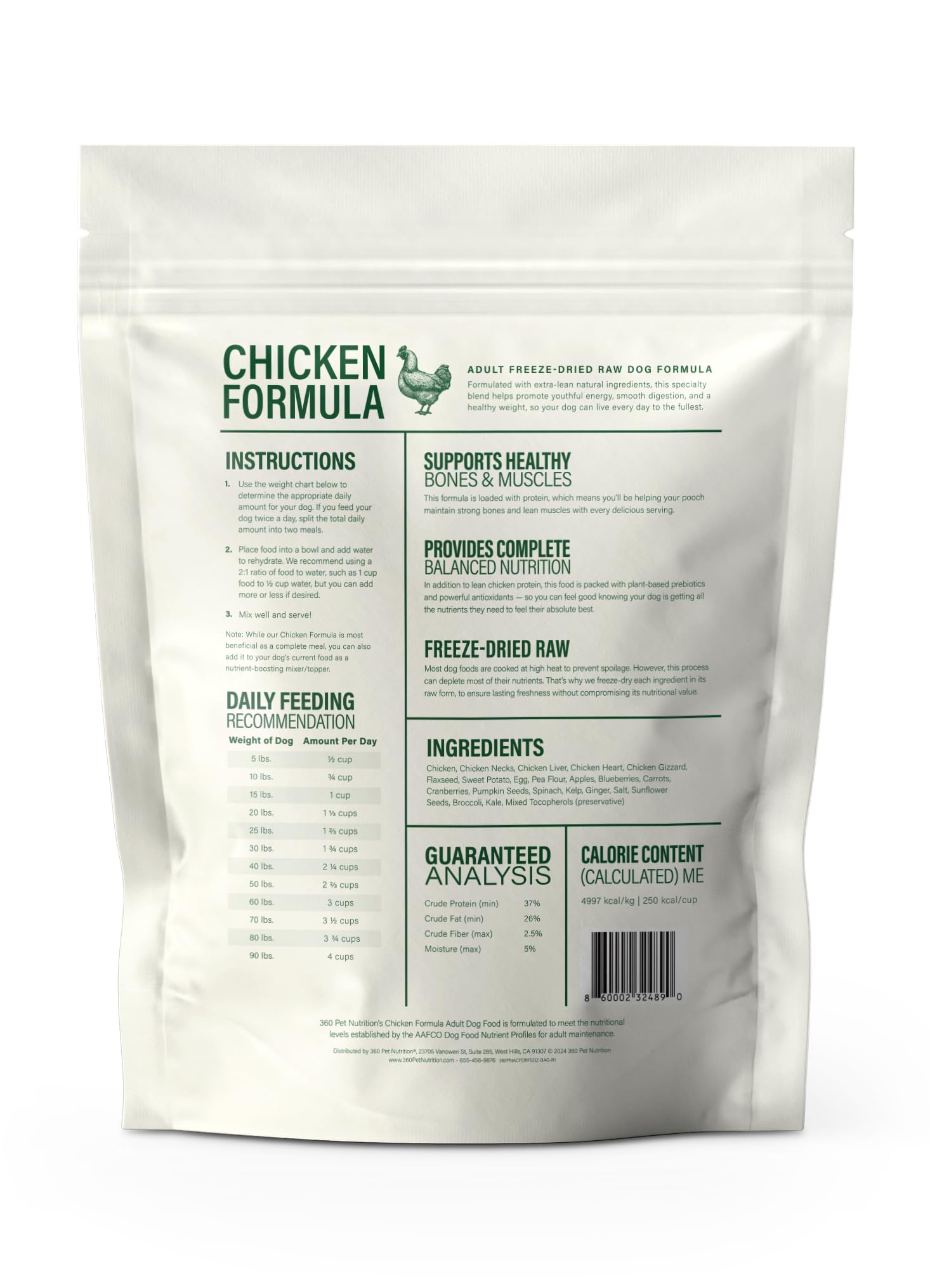 360 Pet Nutrition hecho en Estados Unidos garantiza calidad y trazabilidad.