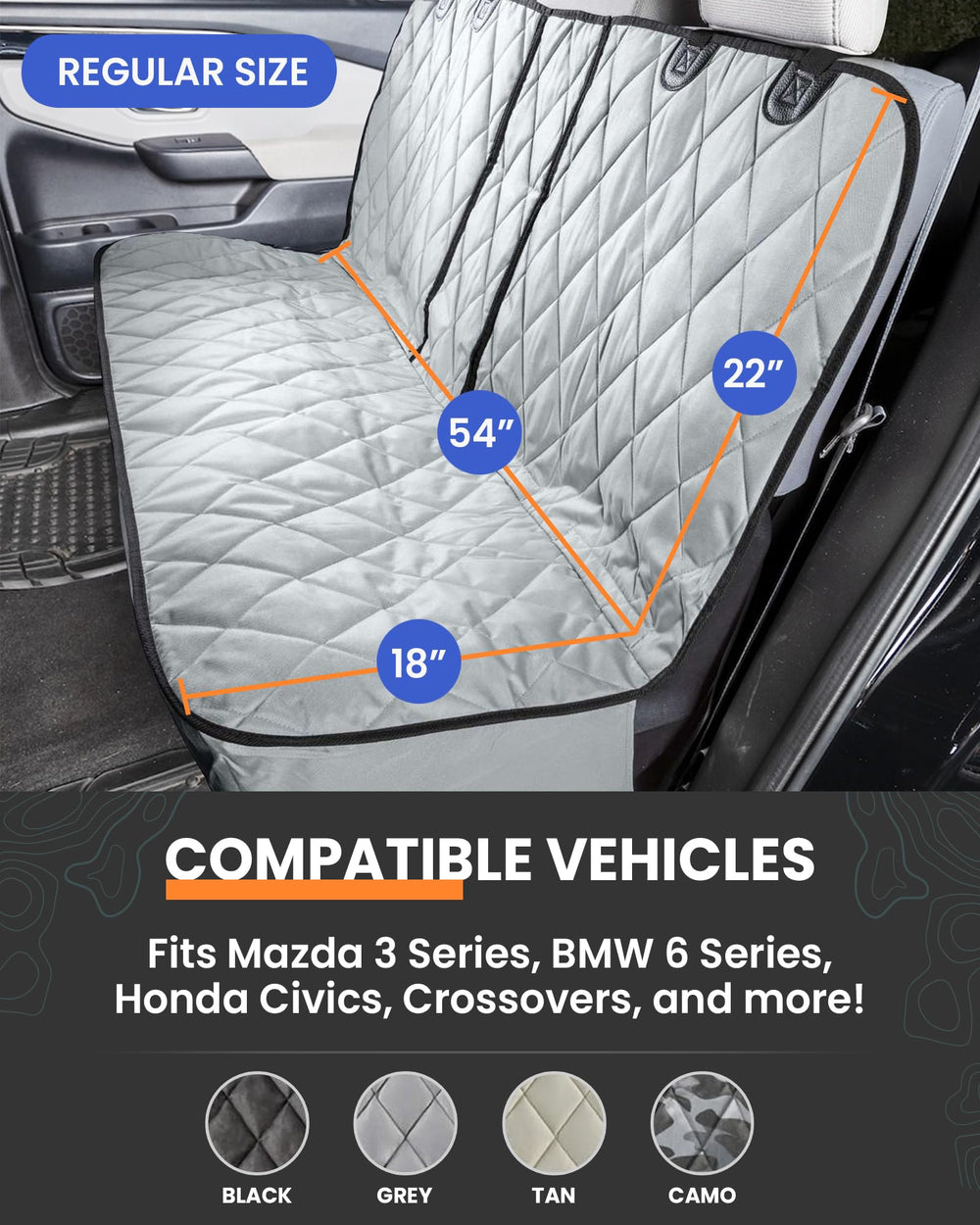 4Knines cubre asiento trasero con K9-Shield impermeable para protección contra derrames.