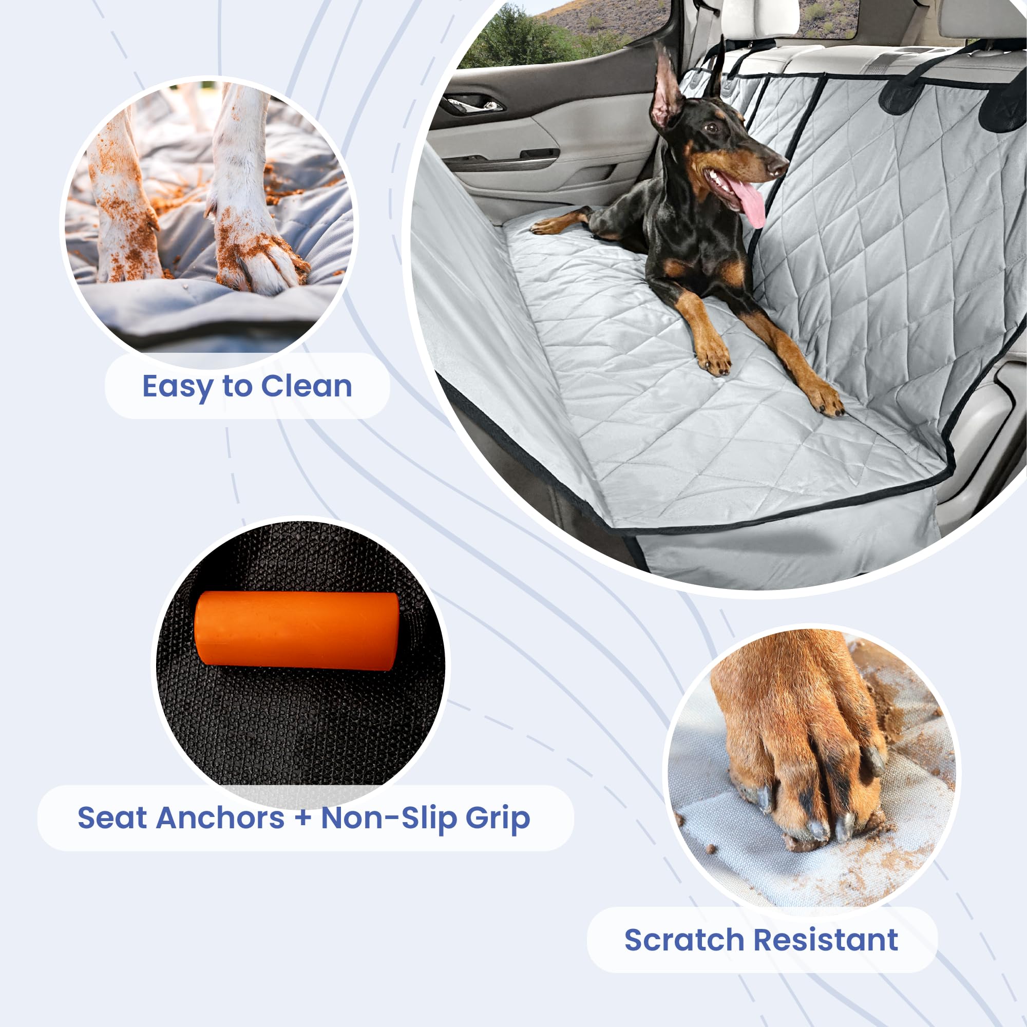 4Knines cubre asiento perro anti-deslizante para viajes seguros