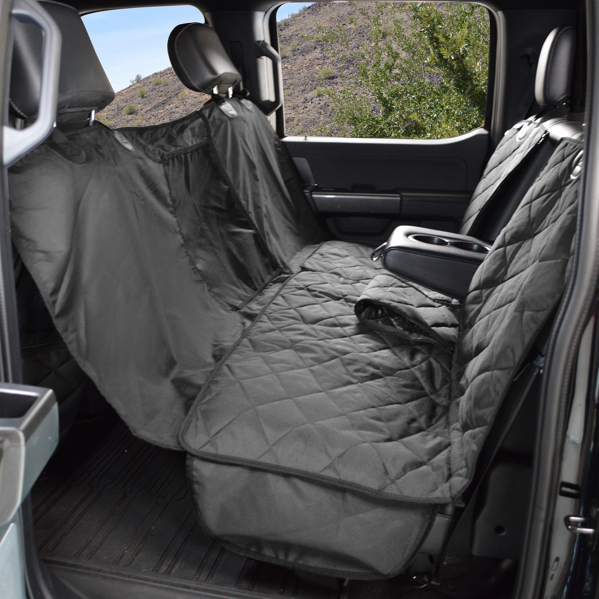 4Knines protector de asiento trasero con tecnología de división para camiones, protege de suciedad y pelaje.