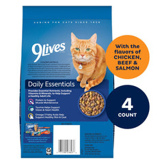 9Lives Daily Essentials crocantes de salmón para gatos adultos.
