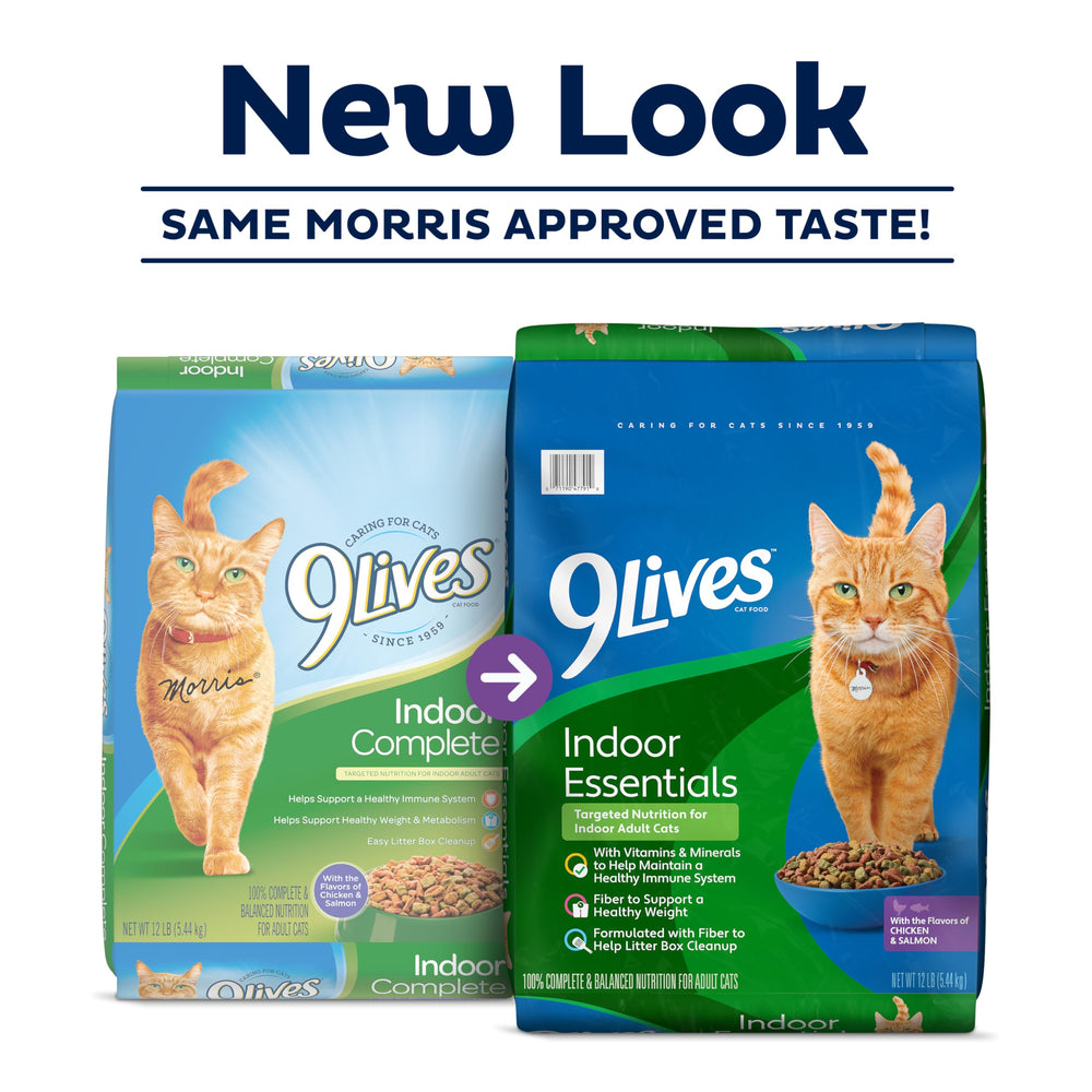 Imagen de 9Lives Indoor Essentials, bolsa detalle, croquetas variadas para texturas estimulantes que invitan a comer.