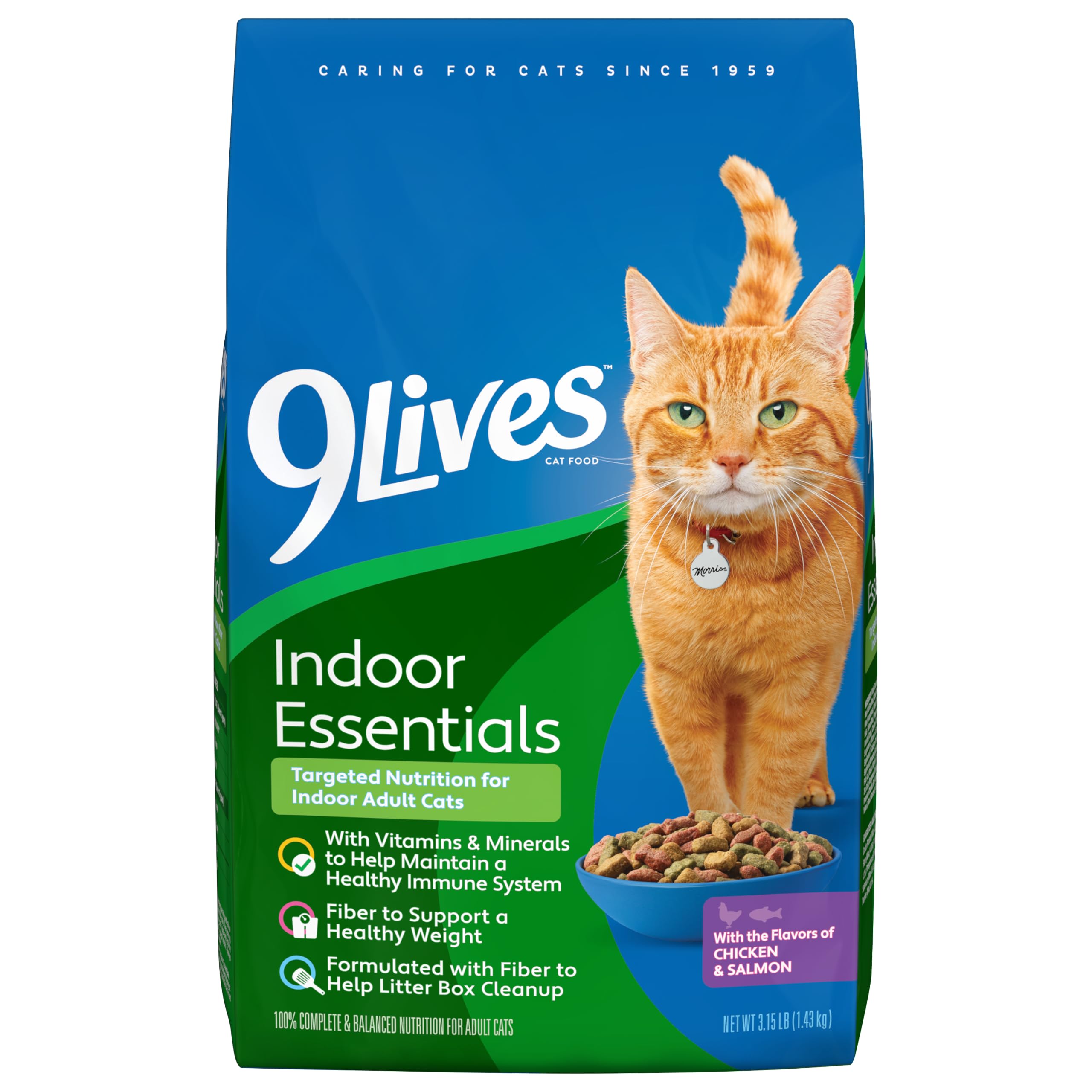 Imagen de 9Lives Indoor Essentials, bolsa frontal, croquetas sabrosas para gatos adultos indoor, para mantenimiento de peso.