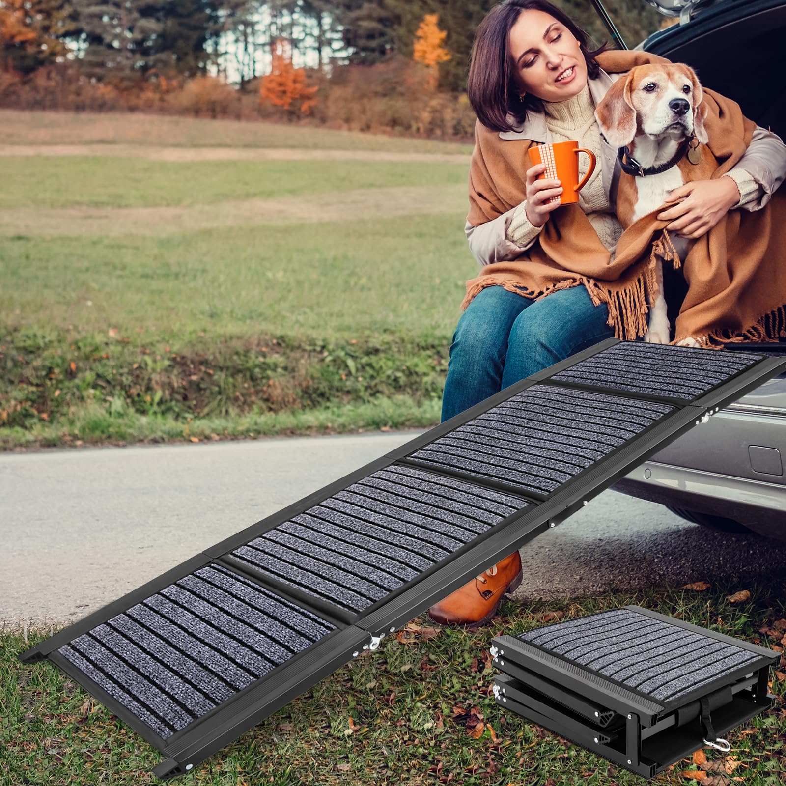 9TH SHOP rampa plegable para perros en coche facilita subir y bajar