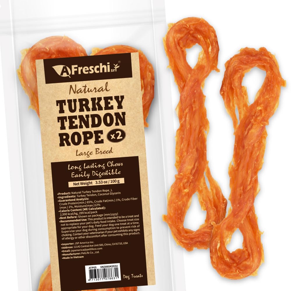 A Freschi Srl tendones de pavo EE. UU.: snack proteico natural para perros grandes