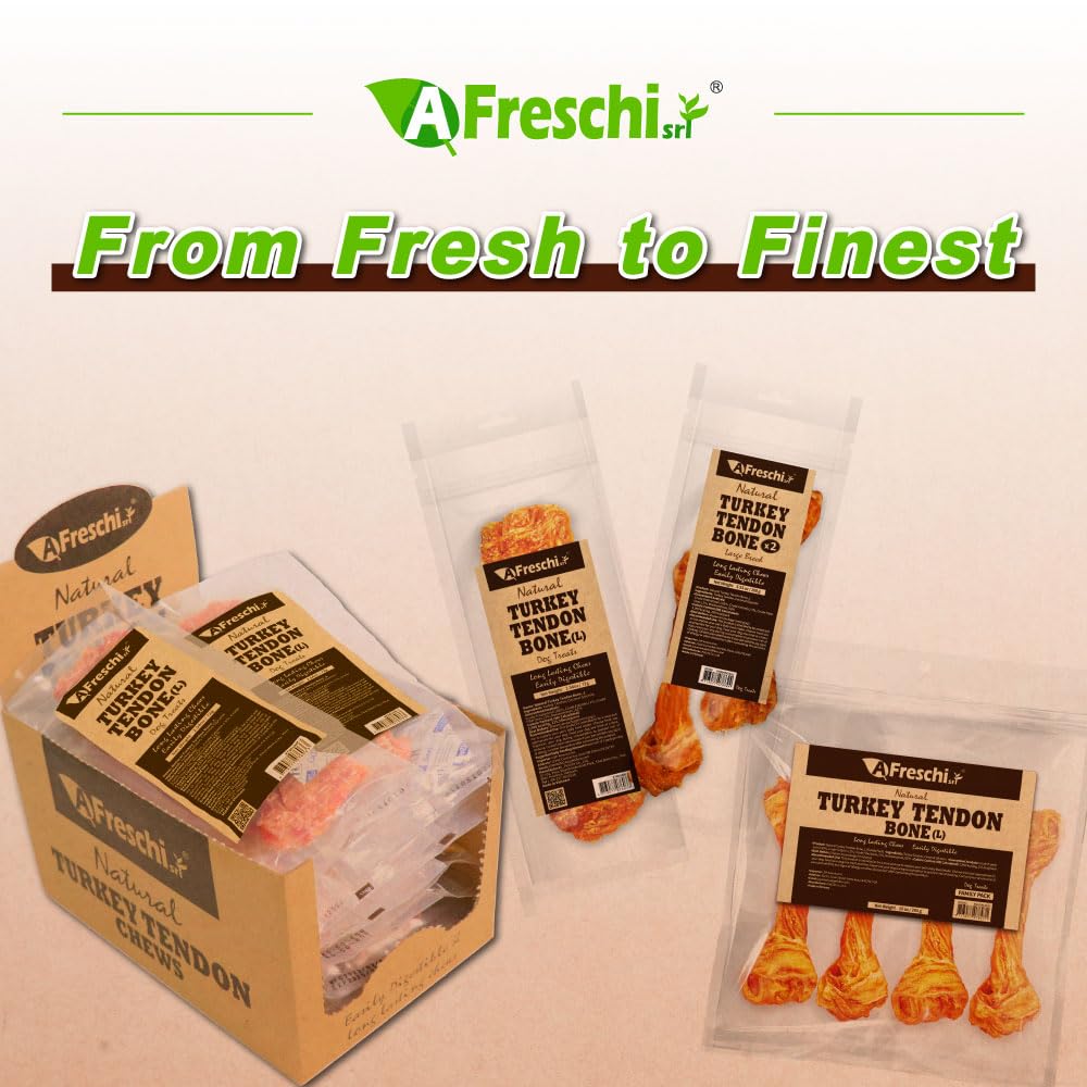 Tendones de pavo de A Freschi srl duraderos para meriendas entretenidas y seguras.