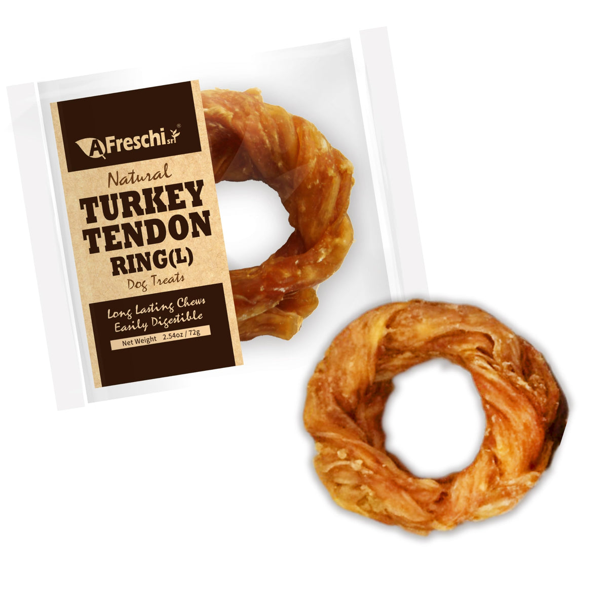 Tendones de pavo de A Freschi srl para perros, procedentes de EE.UU., snack proteico natural