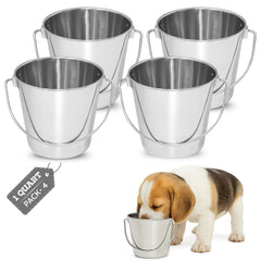 Balde de agua inoxidable AASPIRE PETS con asa, ideal para perros pequeños.