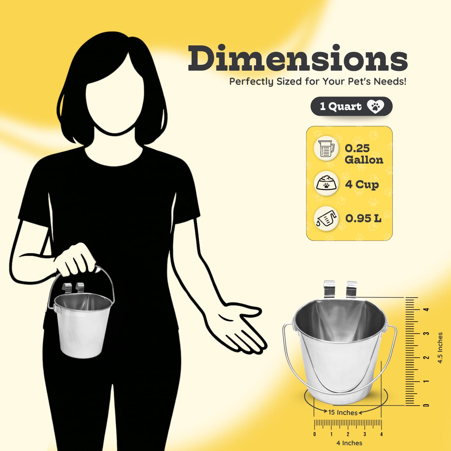 Dimensiones aproximadas de la cubeta AASPIRE PETS: 15 cm x 13 cm