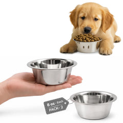 Cuencos inoxidables AASPIRE PETS, pack de dos, para comida y agua duraderos.