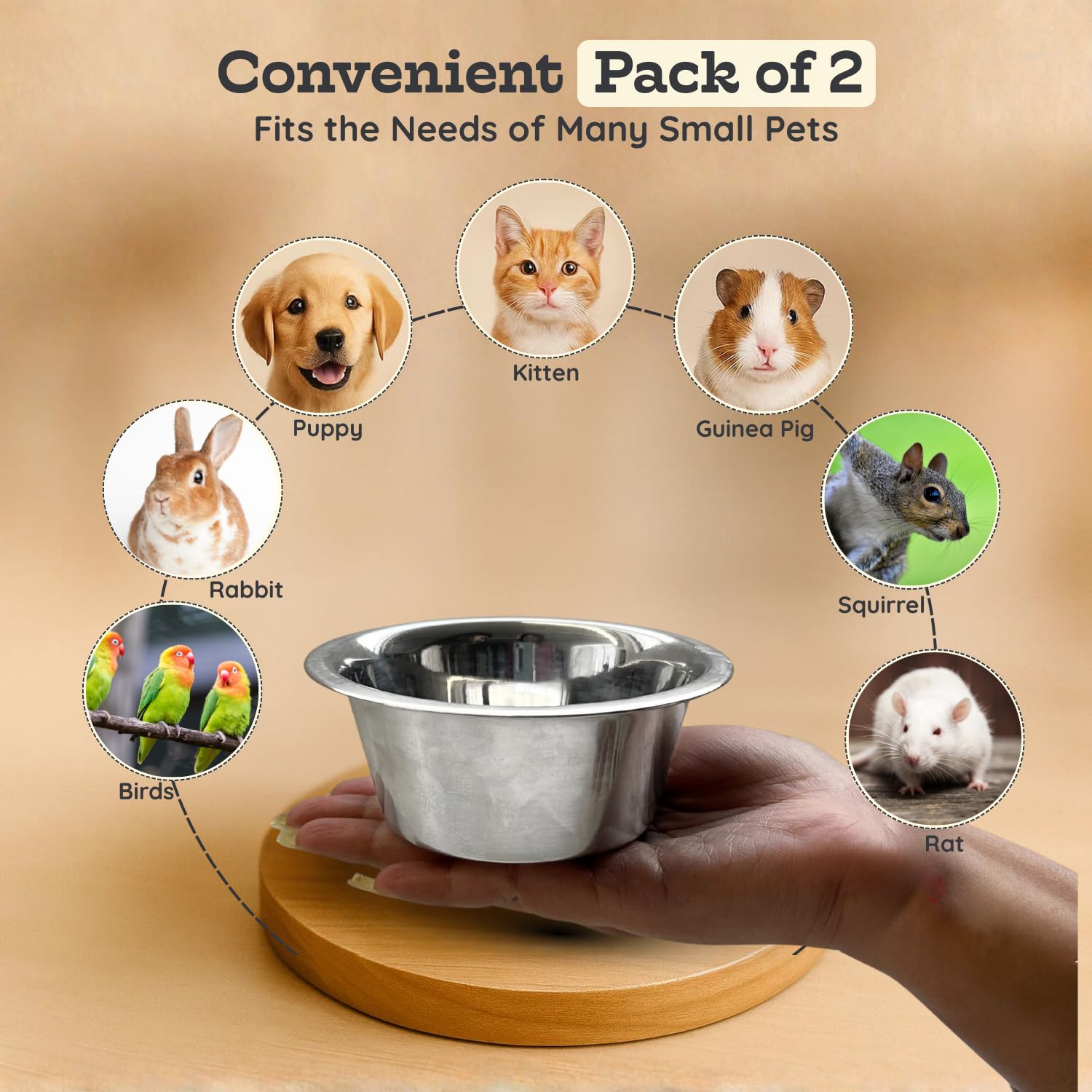 Dos tazones AASPIRE PETS, prácticos para comida y bebida.
