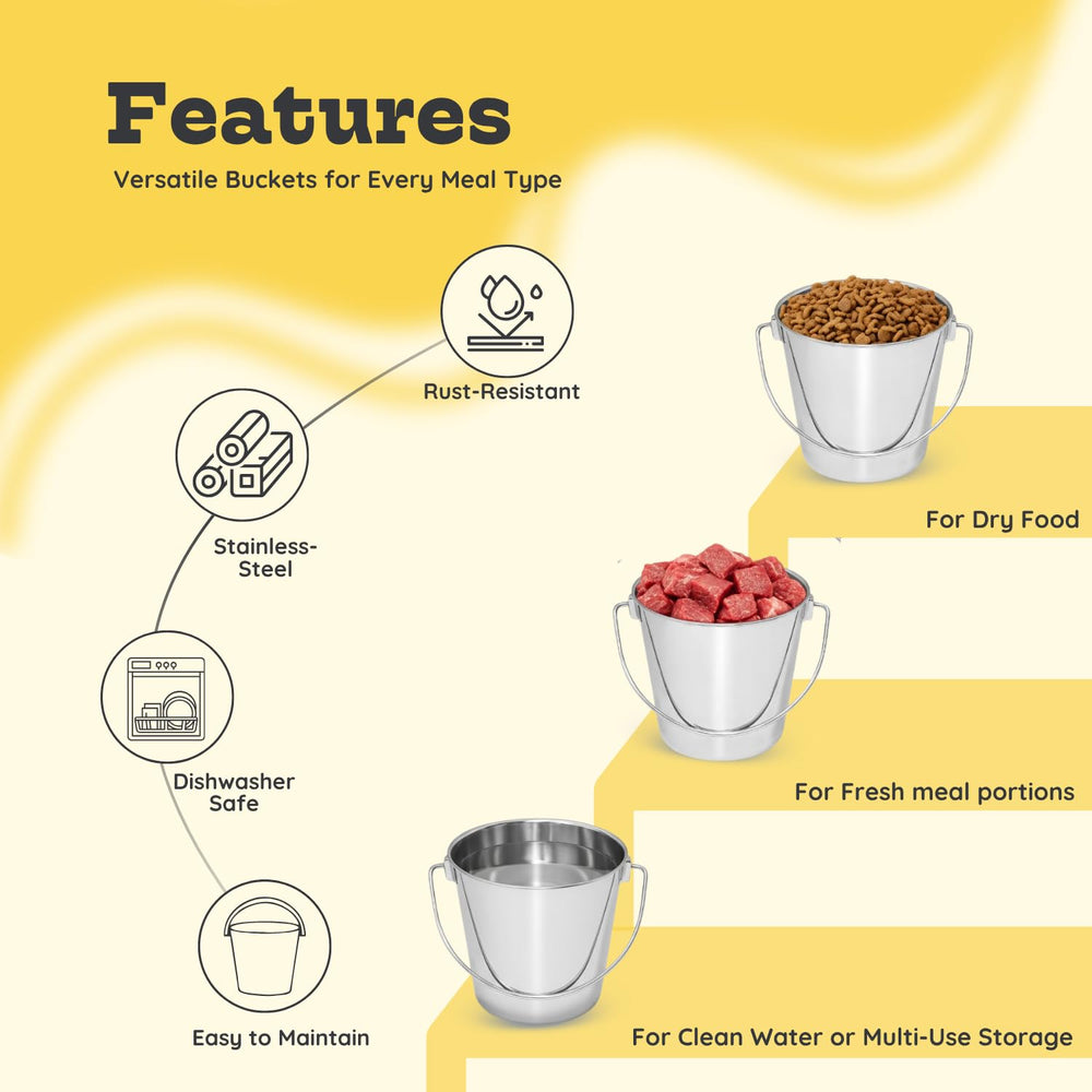 AASPIRE PETS pack de 4 cubetas inoxidables para comida o agua.