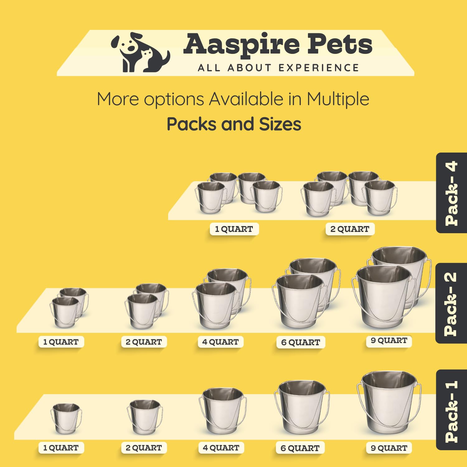AASPIRE PETS cubeta 1 cuarto, adecuada para alimento o agua.