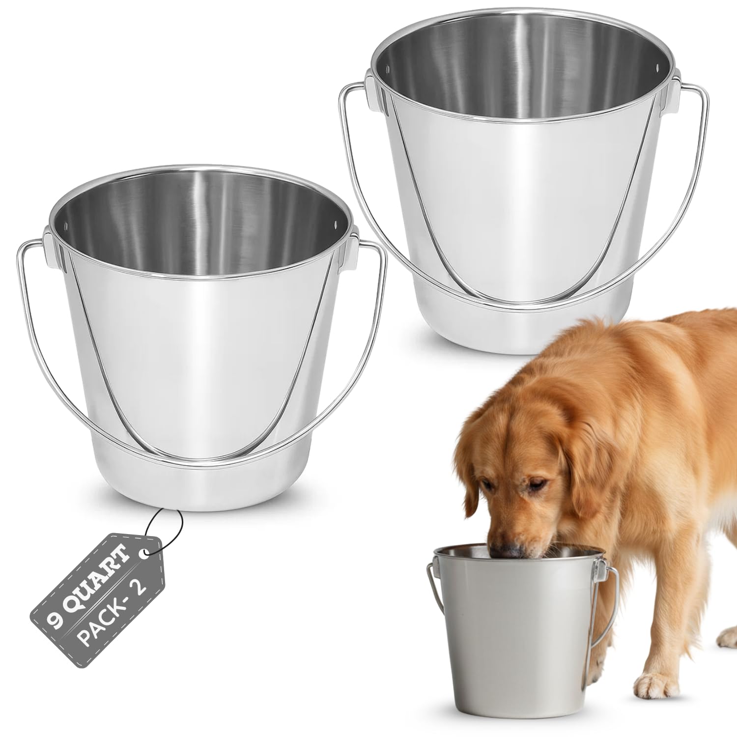 AASPIRE PETS cubo redondo de acero inoxidable para agua y comida diaria
