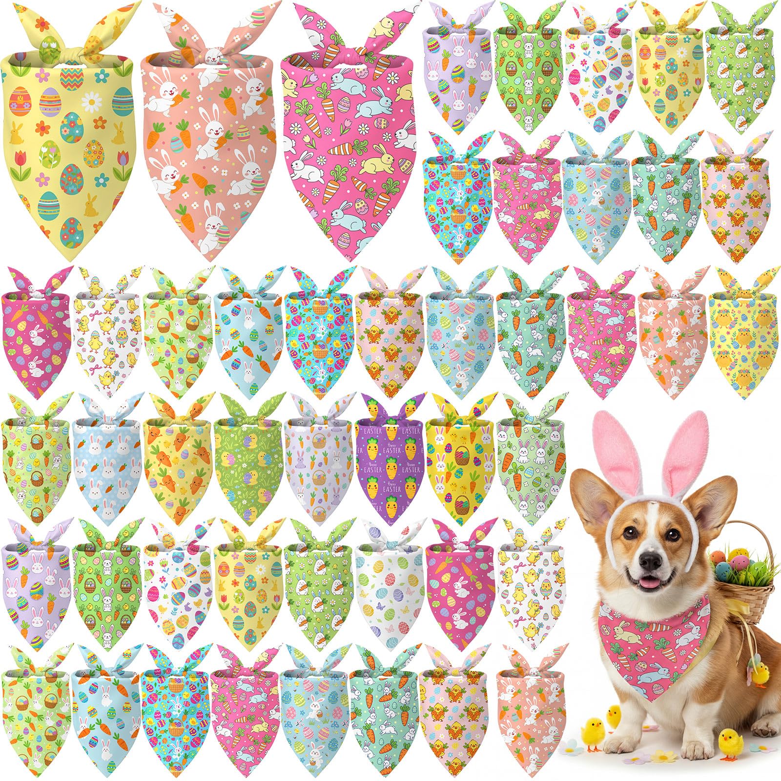 Abbylike bandanas de Pascua para perros con conejos, ideal para sesión de fotos festiva.