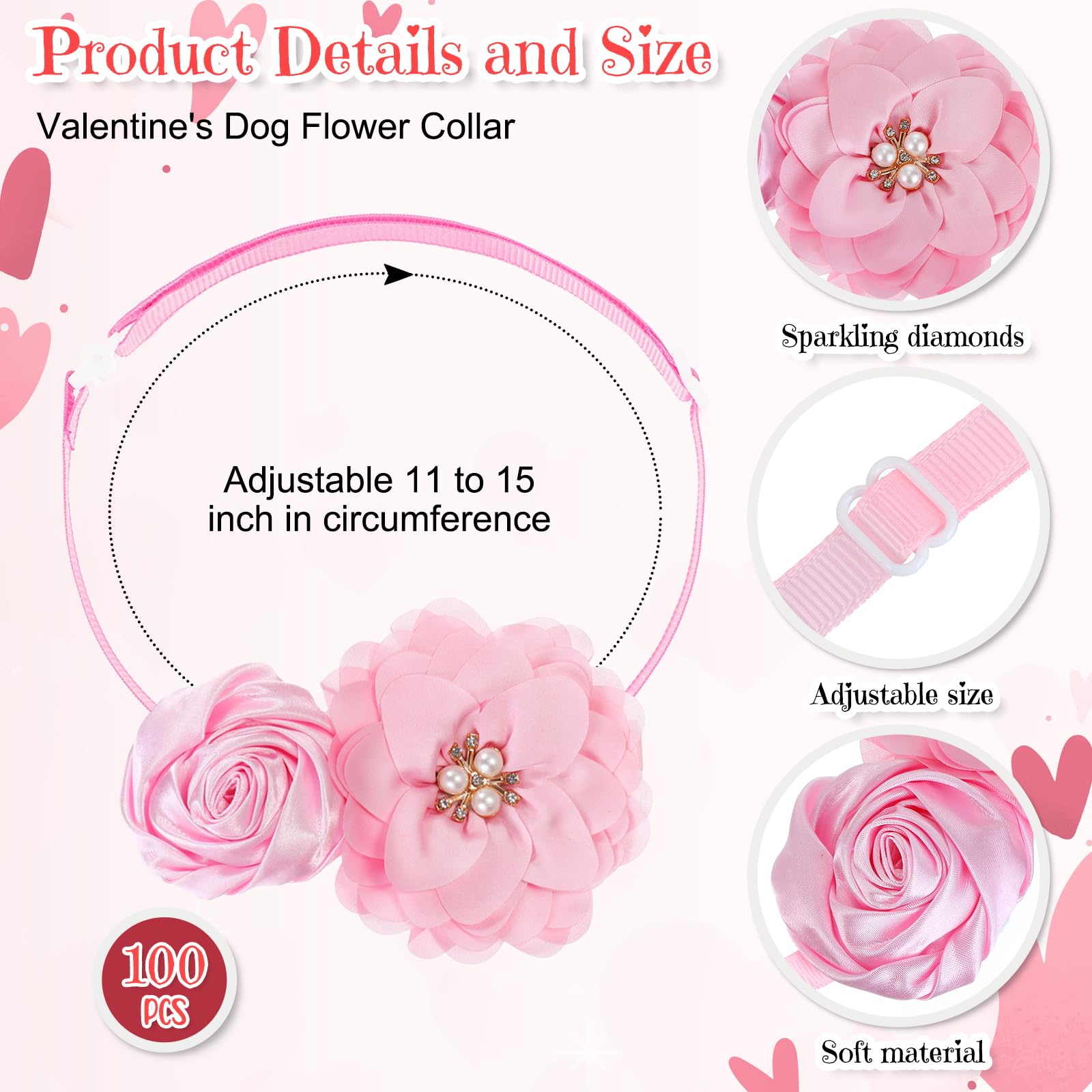 Abbylike broches florales rosas para mascotas, estilo para eventos
