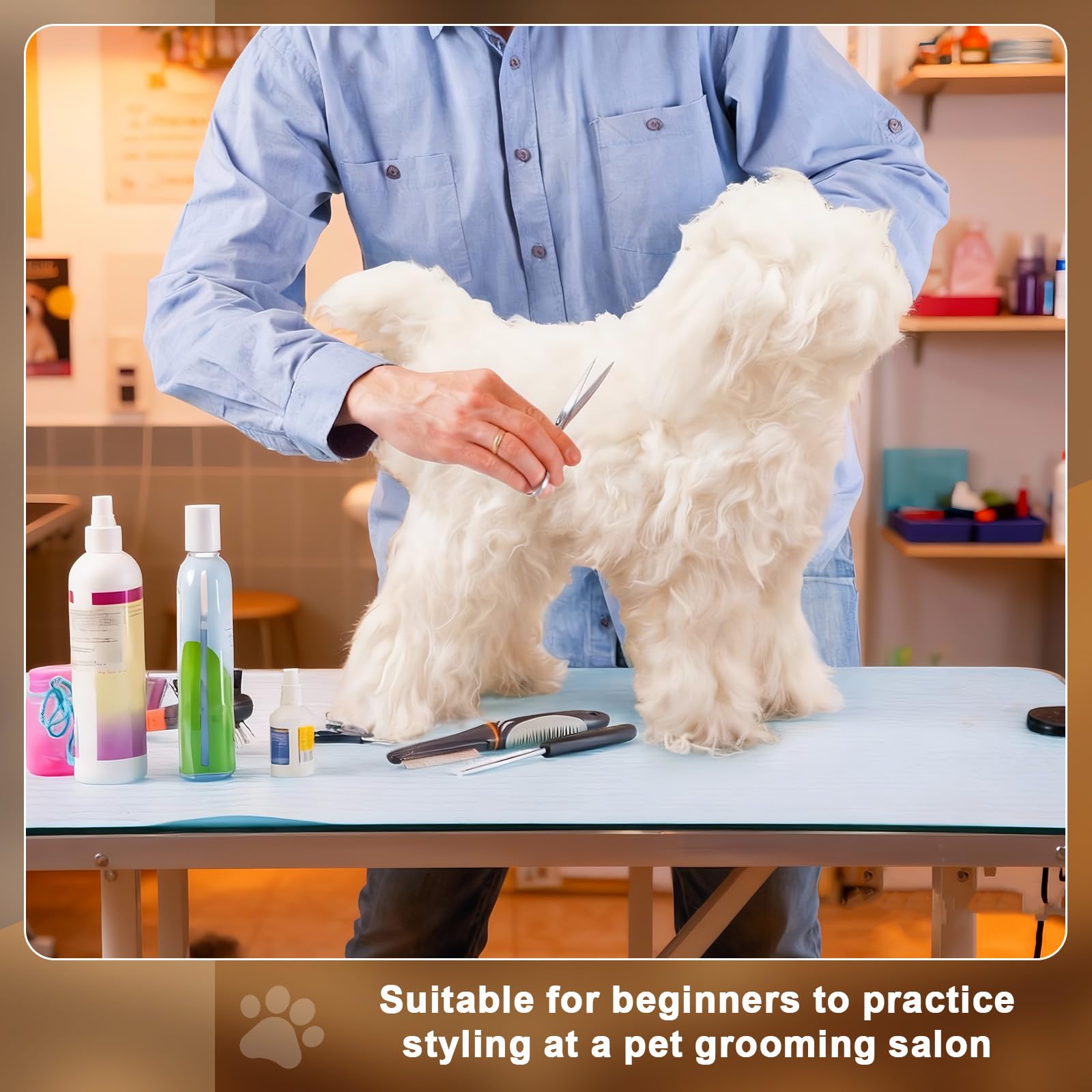 Abbylike práctica de peluquería con modelo y peluca para entrenamiento