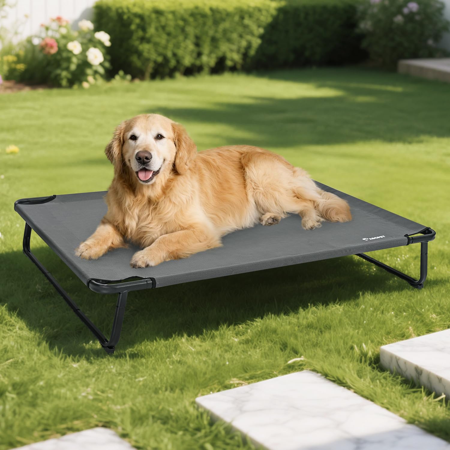 ABCPET cama elevada para perro exterior con Teslin para enfriamiento cómodo al aire libre.