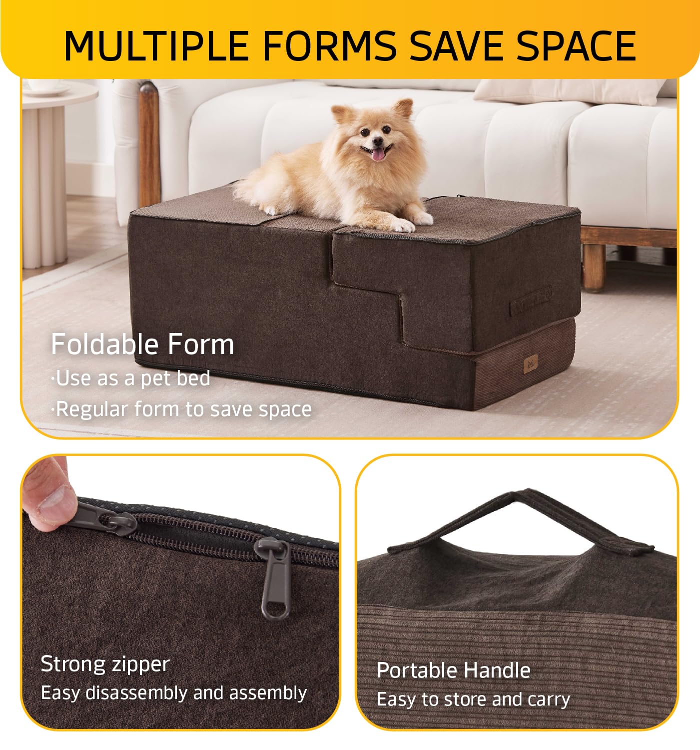ABCPET escaleras-perro-cama-alta-7: se expande tras desempaquetar para comodidad.