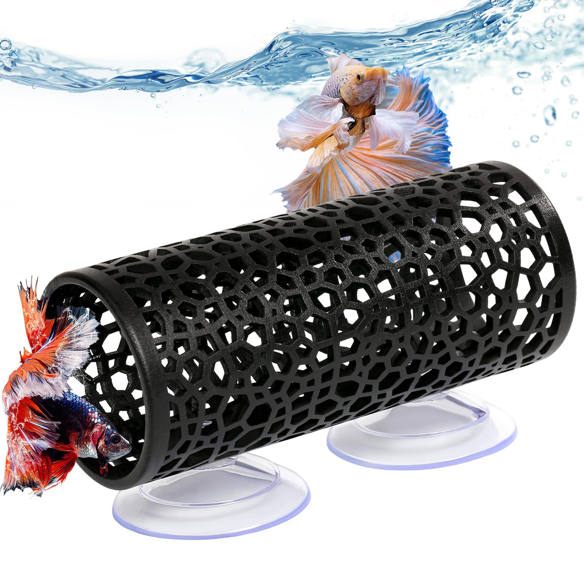 Abizoo Betta Tunel negro: caverna pequeña ideal como refugio seguro para peces.