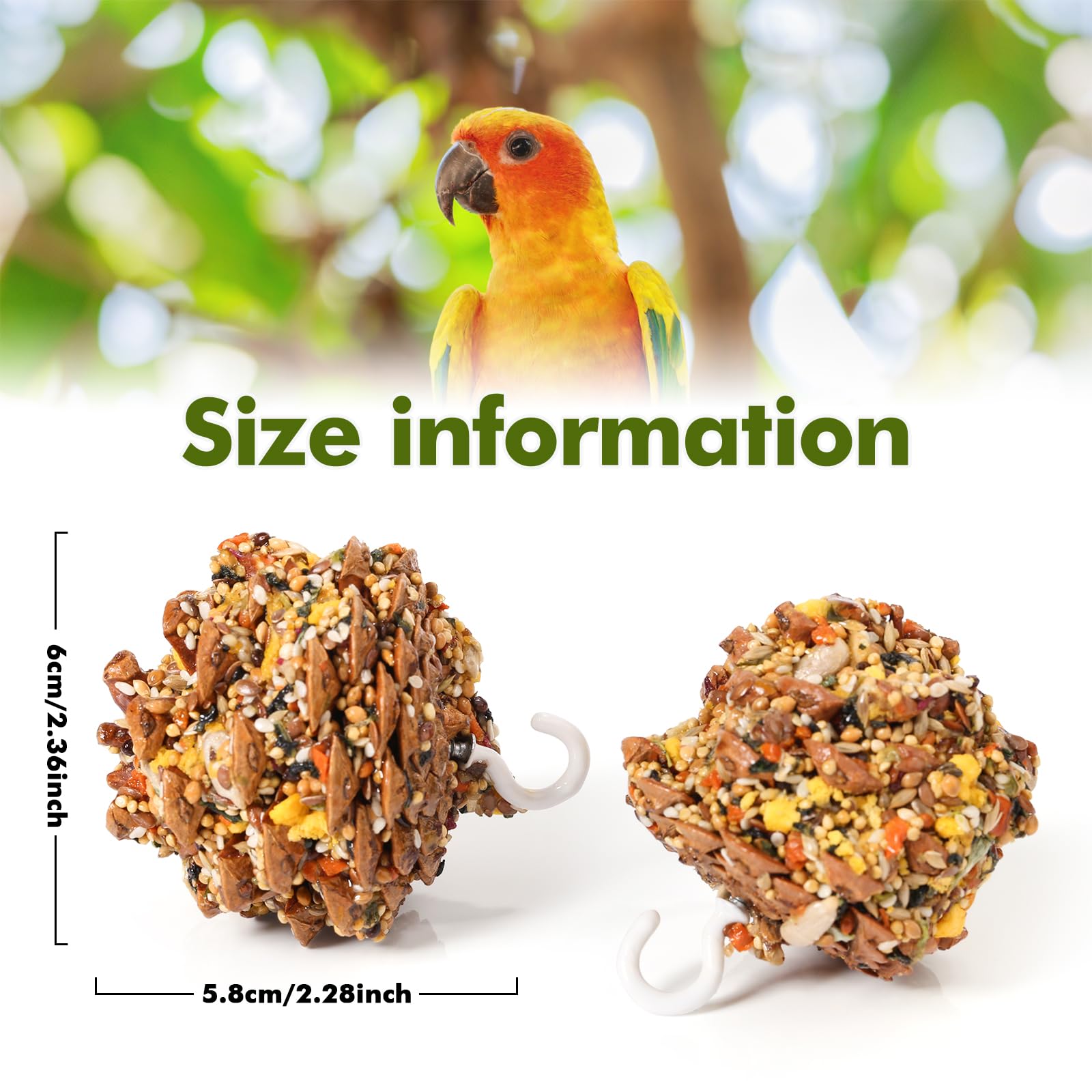 Abizoo juguete natural de cono para aves pequeñas, promueve juego y motivación.