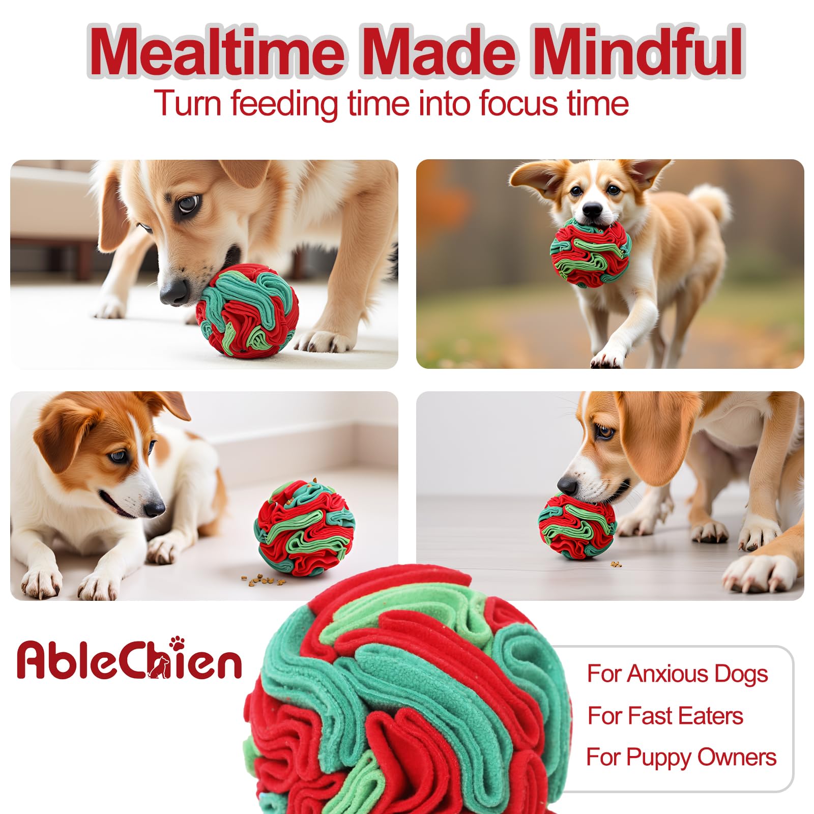 Ablechien bola de olfato para perros, seguridad y juego supervisado