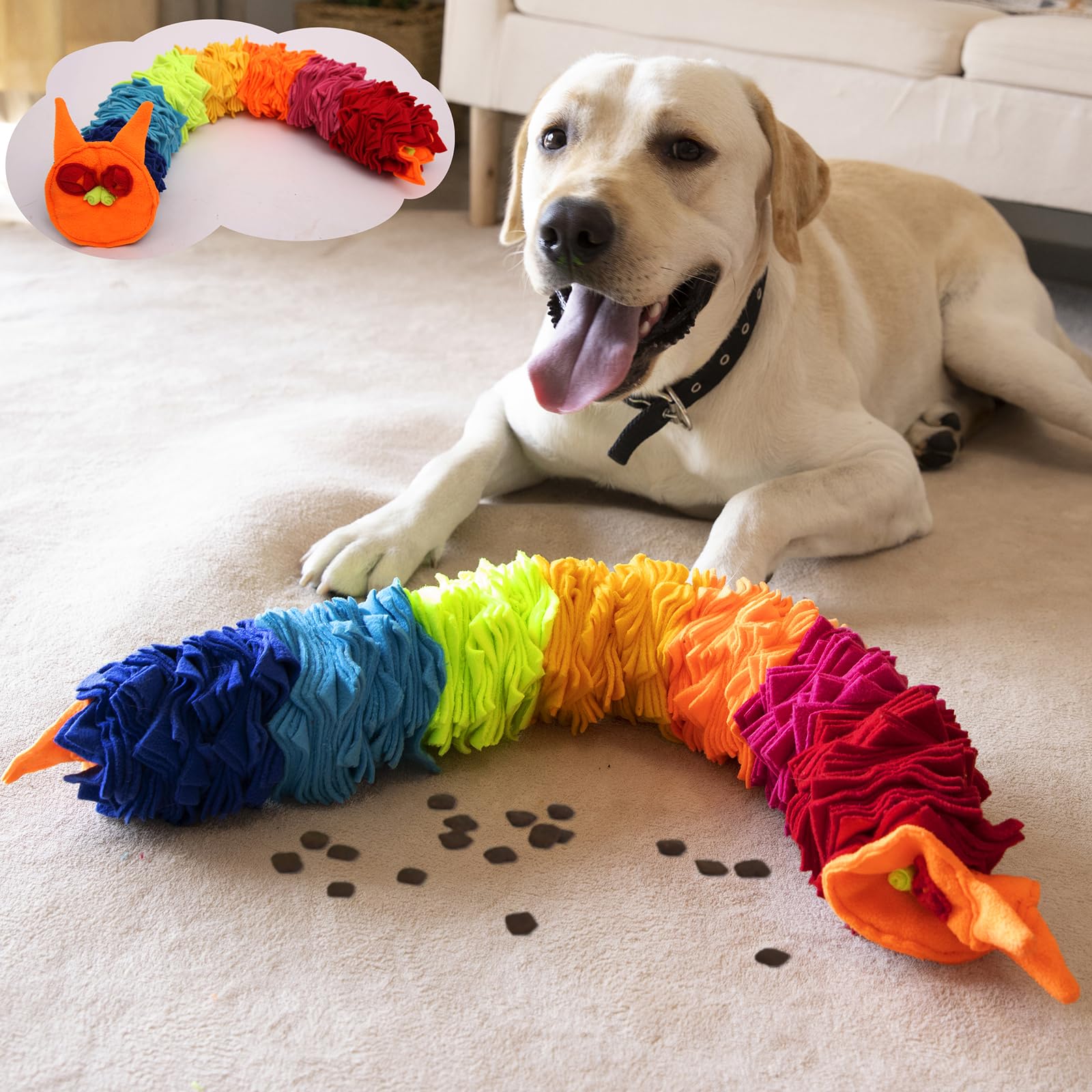 Ablechien Serpiente Snuffle Rainbow, juguete de serpiente arcoiris para perro que estimula el olfato