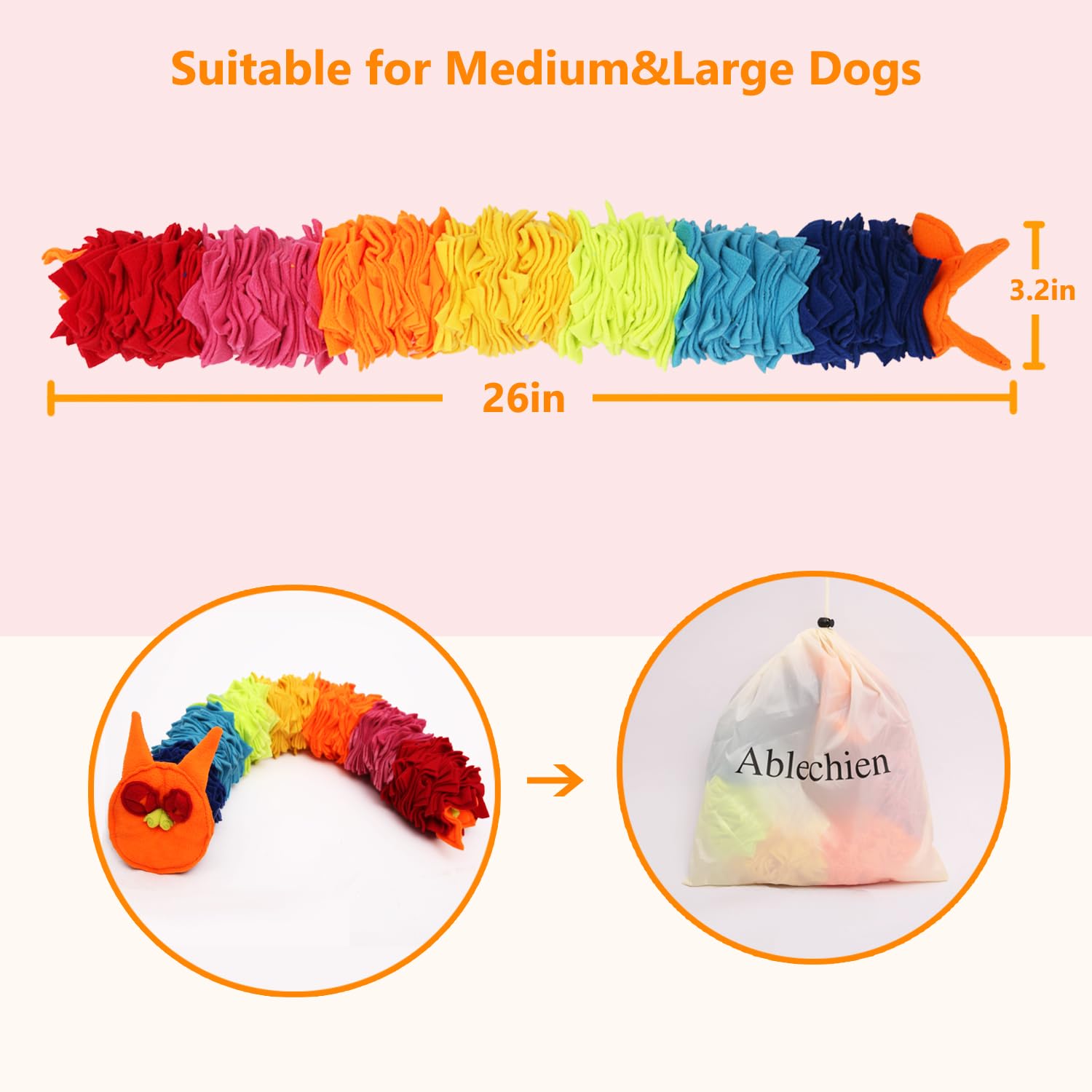 Ablechien Serpiente Snuffle Rainbow, juego interactivo para perros de todos los tamaños