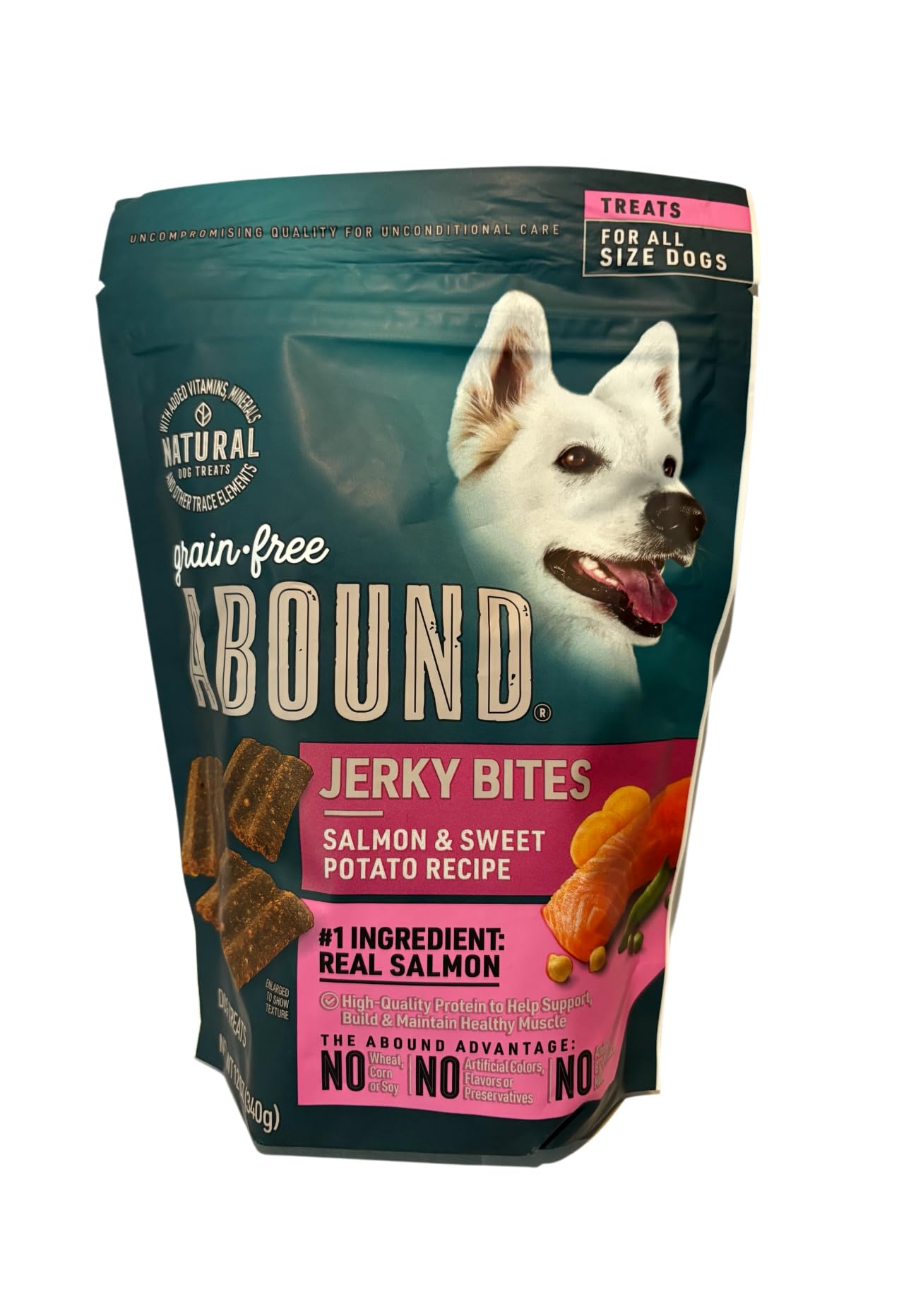 Abound snacks para perros de todos los tamaños, sin granos.