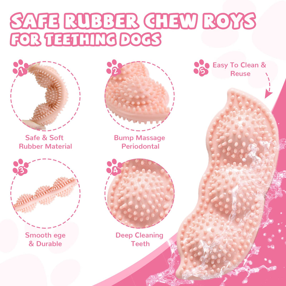 ABRRLO juguete tejido-trenzado rosa estrella, textura suave para morder con seguridad.