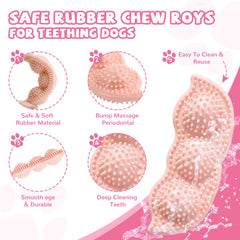 ABRRLO juguete tejido-trenzado rosa estrella, textura suave para morder con seguridad.