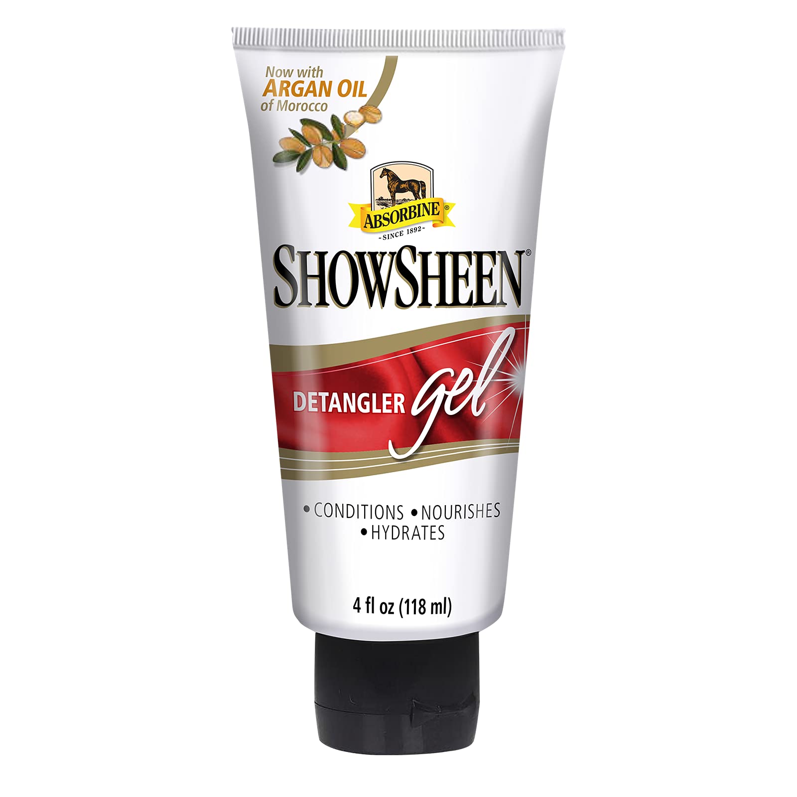 Nutre y desenreda Argán con Absorbine ShowSheen para crecimiento saludable.