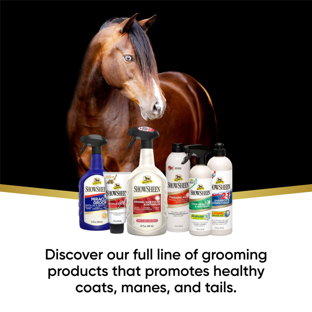 Absorbine ShowSheen, nutrición suave para el pelo del caballo.