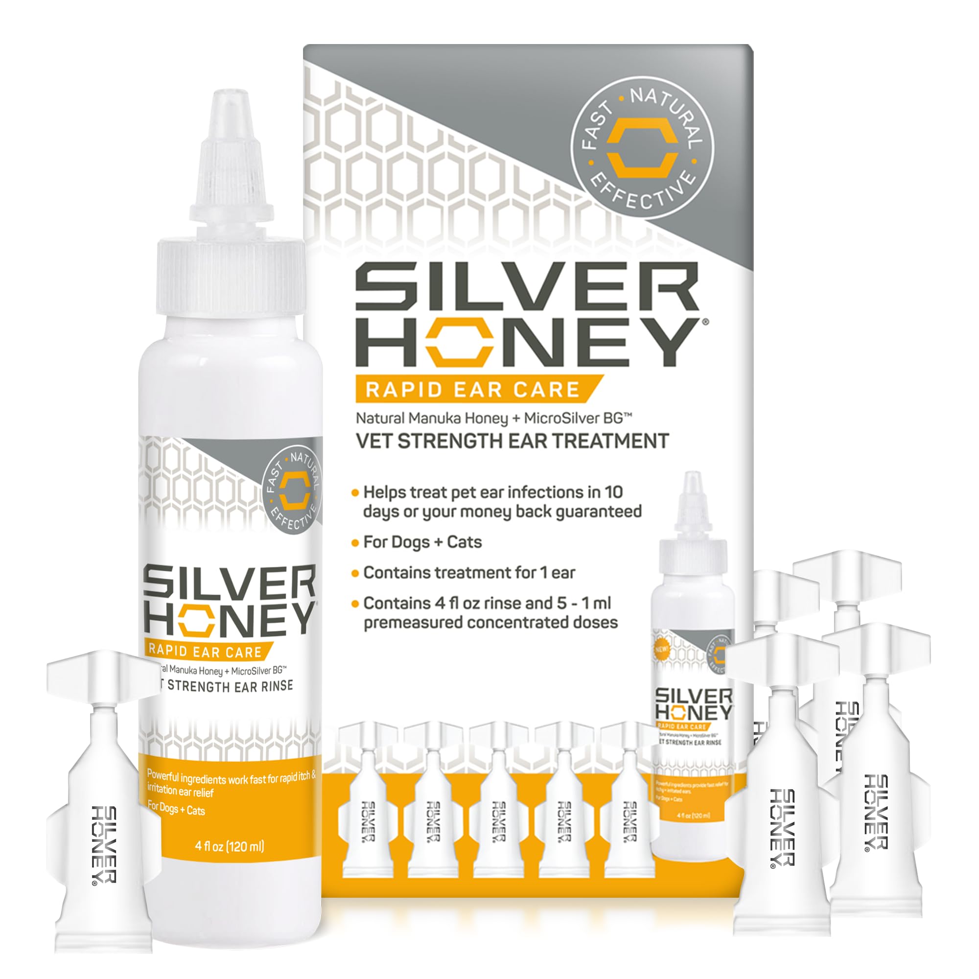 Tratamiento externo de oídos con Absorbine Silver Honey.