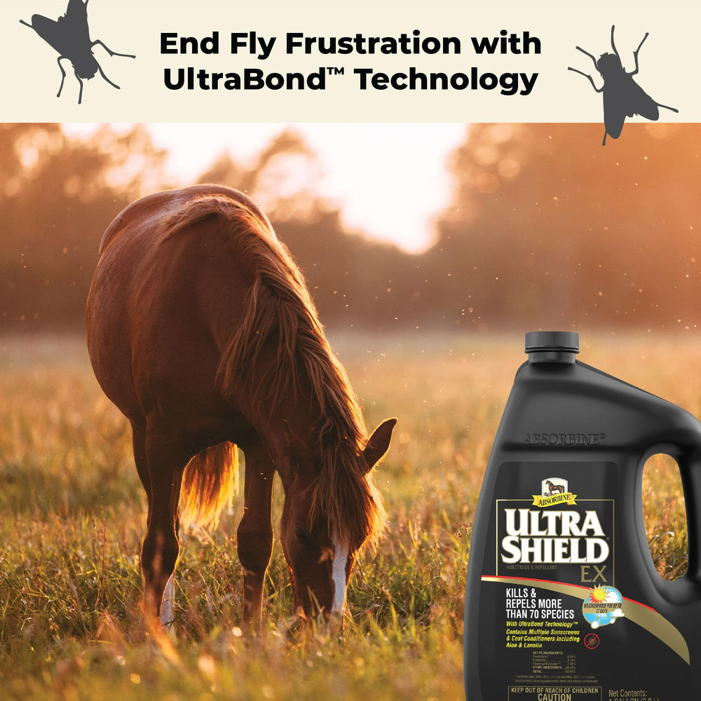 Absorbine UltraShield EX fórmula fabricada en EE. UU. para eficacia frente a insectos.