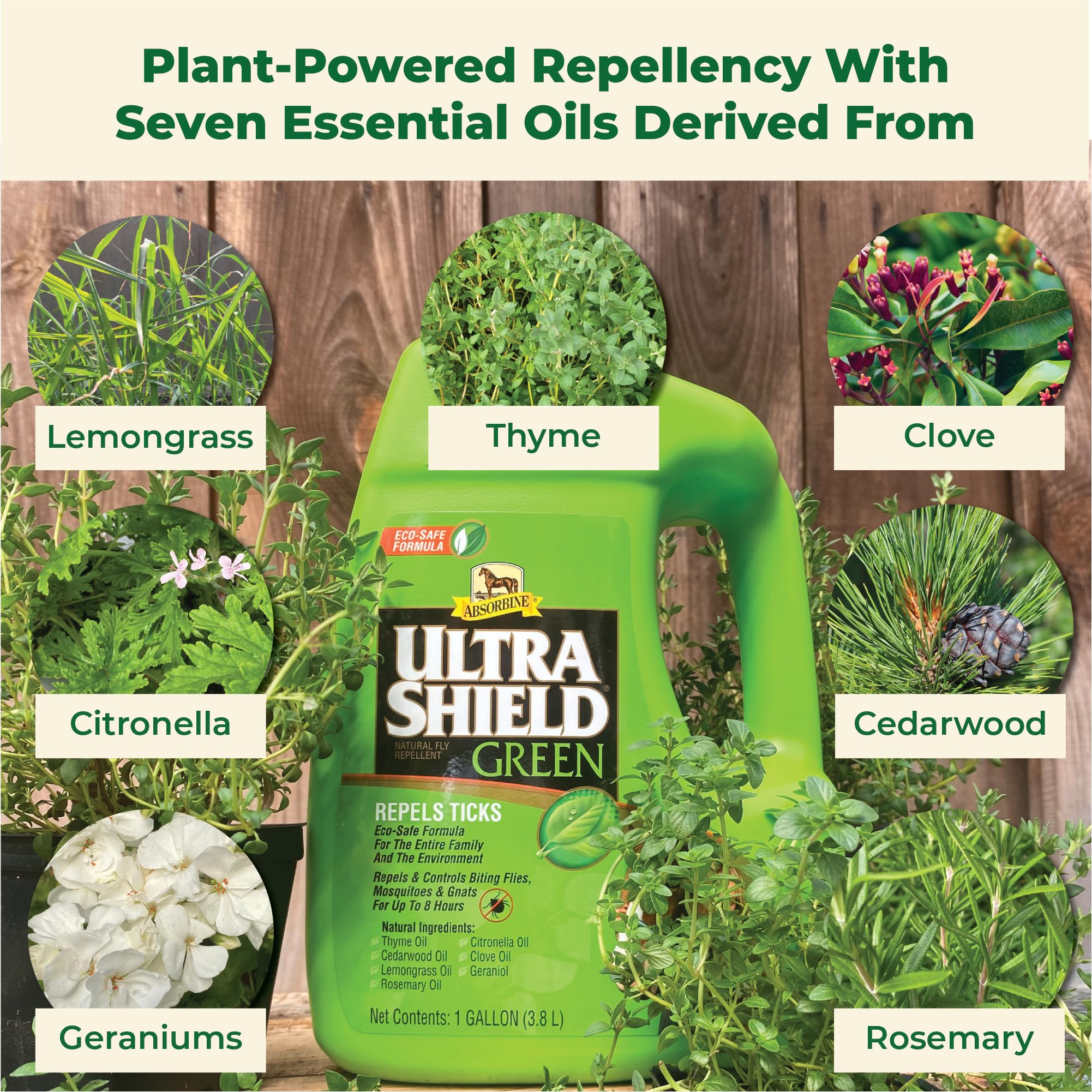 Absorbine Ultrashield Green con siete aceites botánicos ofrece aroma fresco.