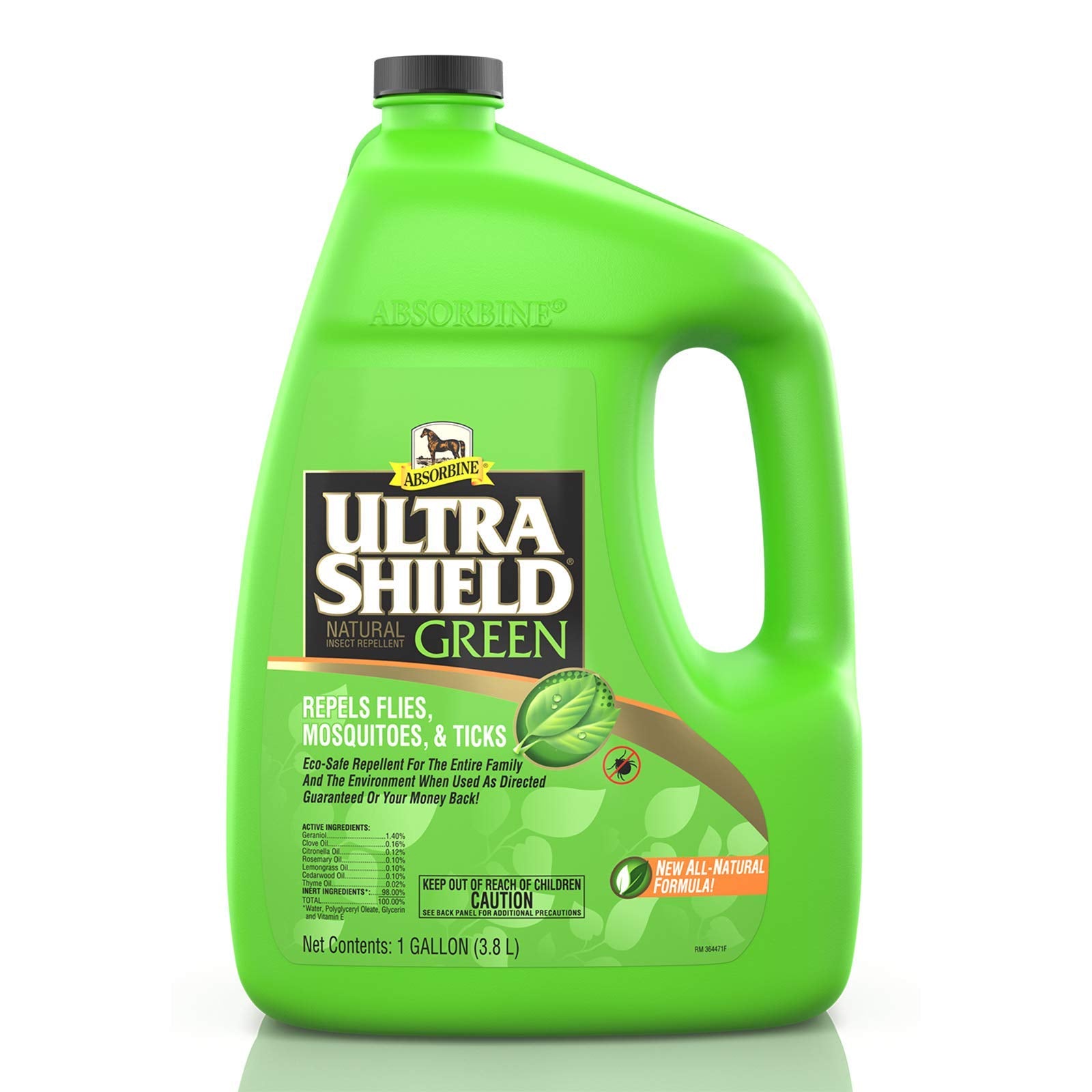 Absorbine Ultrashield Green, bote 128 oz, protección natural para caballos y perros.