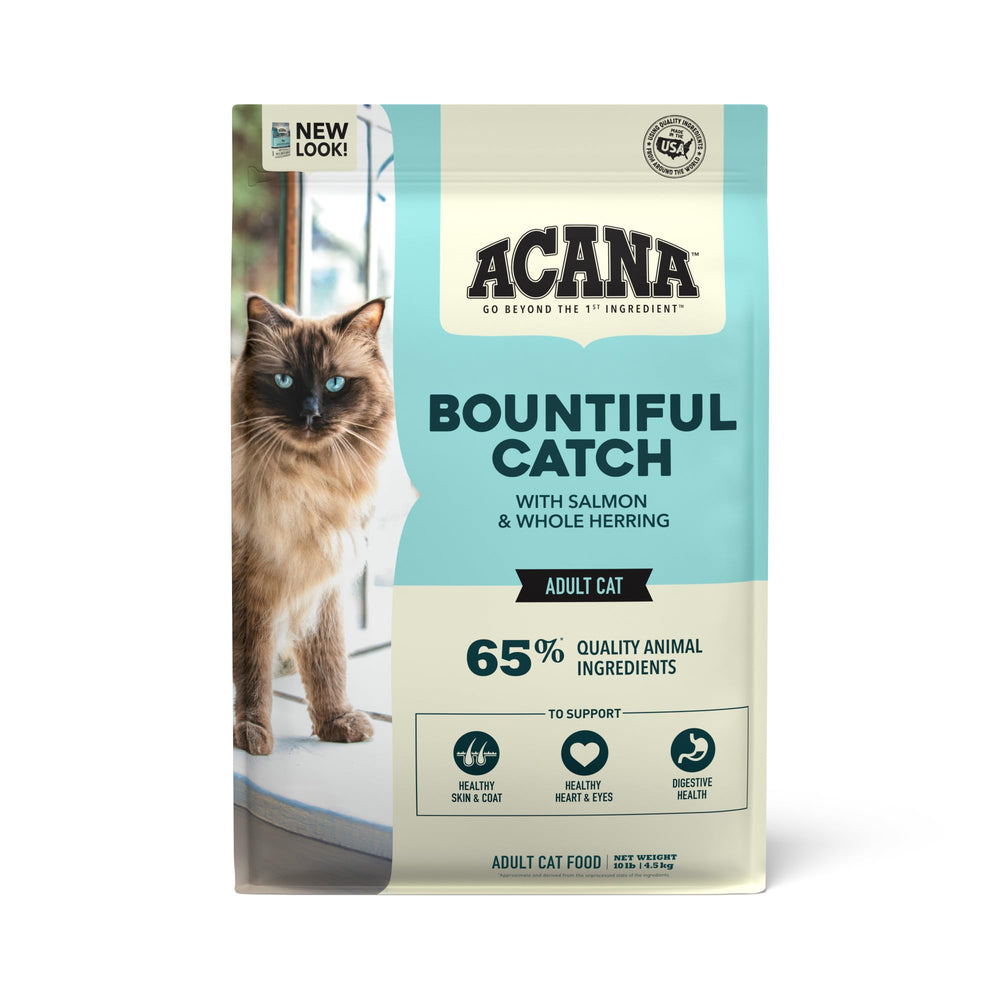 ACANA Bountiful Catch con salmón y arenque entero, para pelaje brillante y digestión saludable.