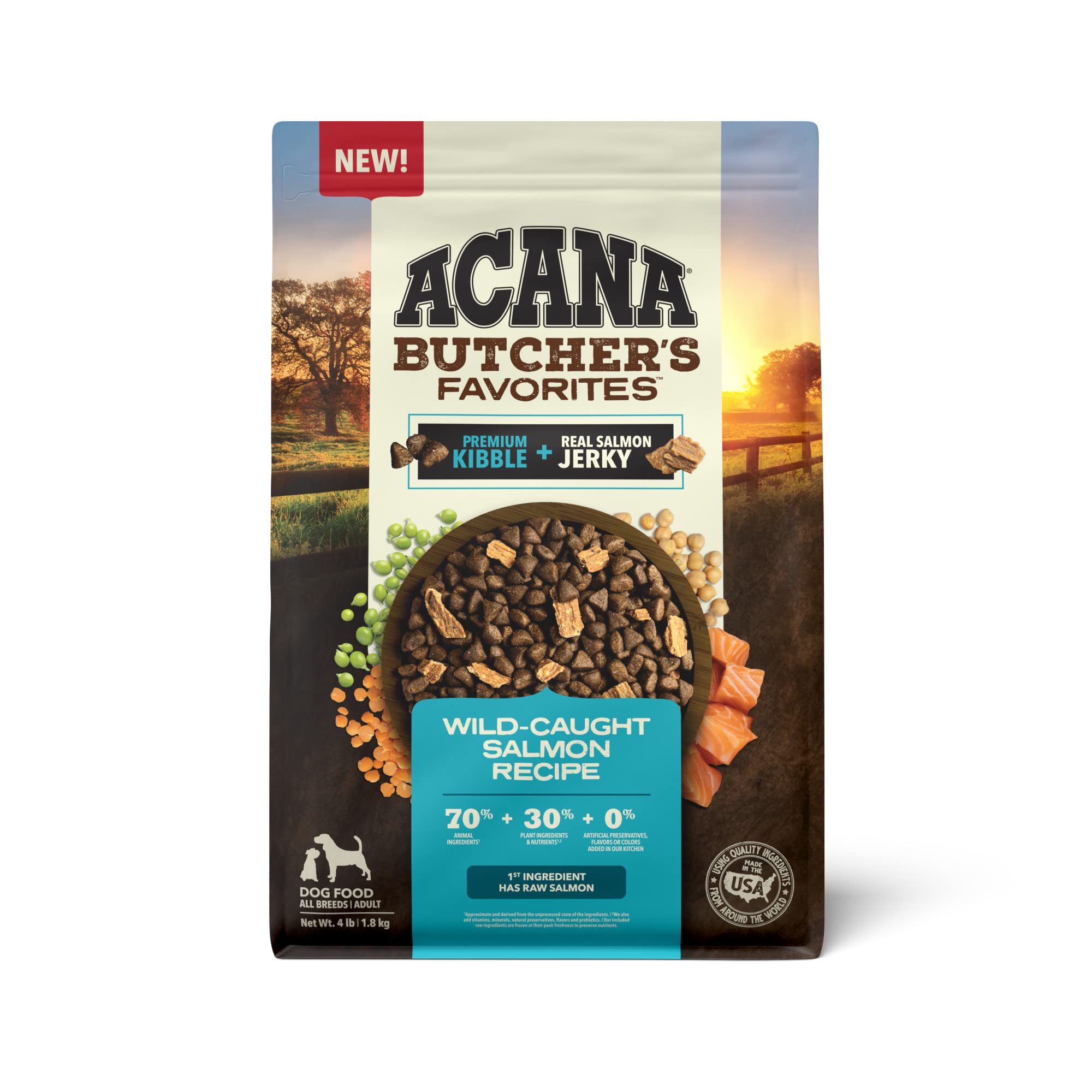 ACANA Butcher's Favorites croquetas de salmón para perro, apoyo al pelaje sano