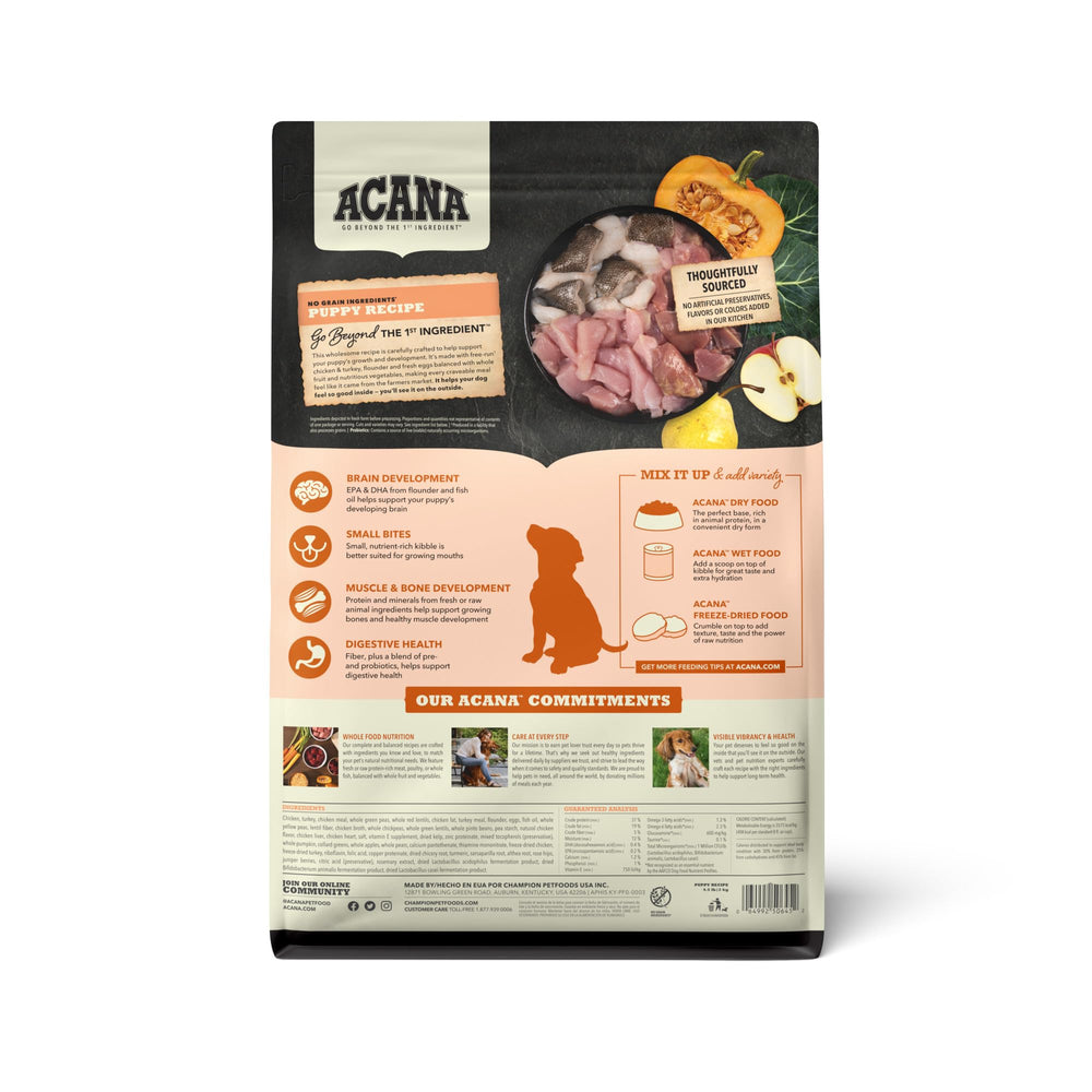 ACANA, ingredientes pollo-turco-huevos, proteínas de alta calidad para desarrollo muscular