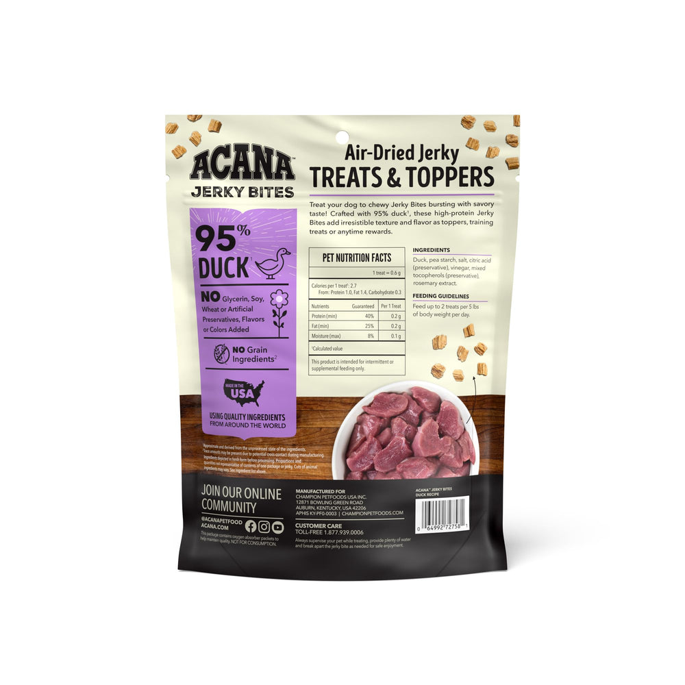 ACANA Jerky Bites textura deshidratada, sabor intenso en cada mordisco